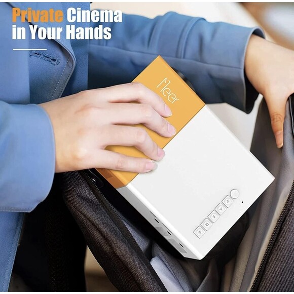 Meer Mini Projector Portable LED HDMI USB AV Home Theater Cinema Yellow White - Picture 7 of 12